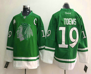 Men's Chicago Blackhawks #19 Jonathan Toews Green Adidas Stitched Reebok NHL Jersey