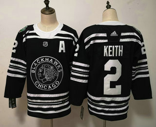 Men's Chicago Blackhawks #2 Duncan Keith Black 2019 Winter Classic Adidas Stitched NHL Jersey