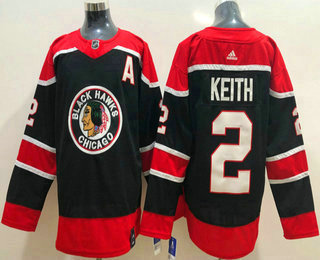 Men's Chicago Blackhawks #2 Duncan Keith Black With A Patch 2021 Retro Stitched NHL Jersey