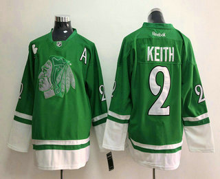 Men's Chicago Blackhawks #2 Duncan Keith Green Adidas Stitched Reebok NHL Jersey