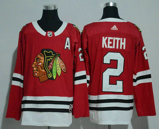 Men's Chicago Blackhawks #2 Duncan Keith Red Home 2017-2018 Hockey Adidas Stitched NHL Jersey