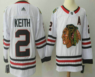 Men's Chicago Blackhawks #2 Duncan Keith White 2017-2018 Hockey Adidas Stitched NHL Jersey