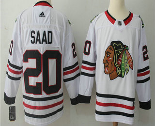 Men's Chicago Blackhawks #20 Brandon Saad White 2017-2018 Hockey Adidas Stitched NHL Jersey