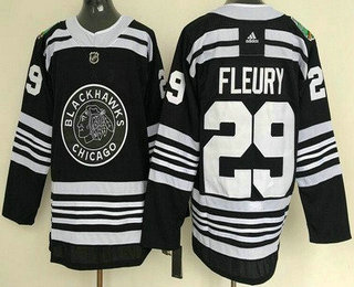 Men's Chicago Blackhawks #29 Marc Andre Fleury Black 2019 Winter Classic Stitched NHL Jersey