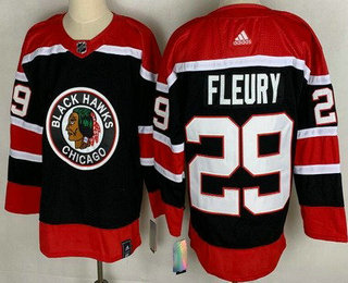 Men's Chicago Blackhawks #29 Marc Andre Fleury Black 2021 Reverse Retro Authentic Jersey