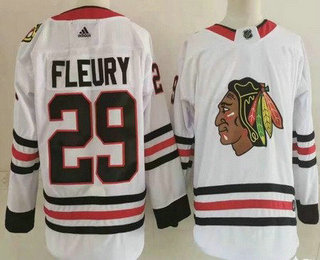 Men's Chicago Blackhawks #29 Marc Andre Fleury White Adidas Stitched NHL Jersey