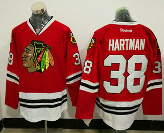 Men's Chicago Blackhawks #38 Ryan Hartman Red Adidas Stitched NHL Reebok Hockey Jersey