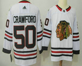 Men's Chicago Blackhawks #50 Corey Crawford White 2017-2018 Hockey Adidas Stitched NHL Jersey