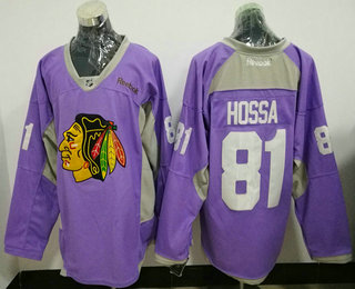 Men's Chicago Blackhawks #81 Marian Hossa Pink Fights Cancer Adidas Stitched NHL Reebok Hockey Jersey