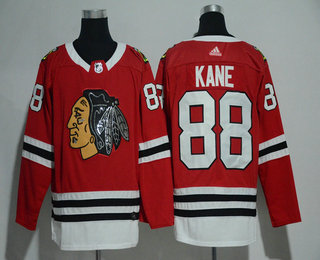 Men's Chicago Blackhawks #88 Patrick Kane Red With Handwork Sequin Fashion Team Logo Home 2017-2018 Hockey Adidas Stitched NHL Jersey