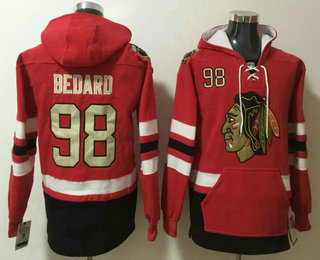 Men's Chicago Blackhawks #98 Connor Bedard NEW Red Pocket Stitched NHL Pullover Hoodie