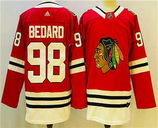 Men's Chicago Blackhawks #98 Connor Bedard Red Stitched Jersey