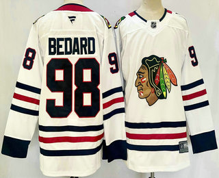 Men's Chicago Blackhawks #98 Connor Bedard White 2024 Stitched Jersey