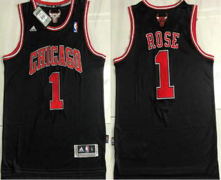 Men's Chicago Bulls #1 Derek Rose Revolution 30 AU Black Jersey