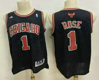 Men's Chicago Bulls #1 Derek Rose Revolution 30 Swingman Black Jersey