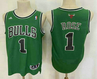 Men's Chicago Bulls #1 Derek Rose Revolution 30 Swingman Green Jersey