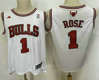 Men's Chicago Bulls #1 Derek Rose Revolution 30 Swingman White Jersey