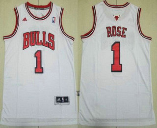 Men's Chicago Bulls #1 Derrick Rose White Swingman Jersey