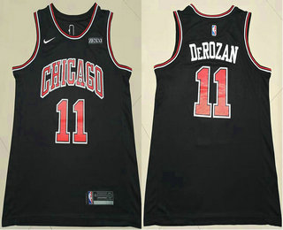 Men's Chicago Bulls #11 DeMar DeRozan Black 2021 Nike Swingman Stitched Jersey With Sponsor Logo