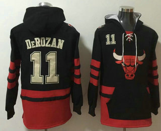 Men's Chicago Bulls #11 DeMar DeRozan NEW Black Pocket Stitched NFL Pullover Hoodie