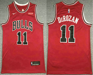 Men's Chicago Bulls #11 DeMar DeRozan Red 2021 Nike Swingman Stitched Jersey With Sponsor Logo