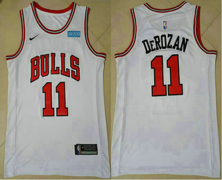 Men's Chicago Bulls #11 DeMar DeRozan White Nike 75th Anniversary Diamond 2021 Stitched Jersey With Sponsor