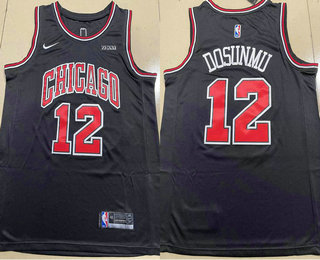 Men's Chicago Bulls #12 Ayo Dosunmu Black 2021 Swingman Stitched Jersey With Sponsor Logo