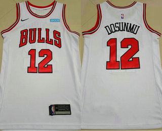 Men's Chicago Bulls #12 Ayo Dosunmu Red 2021 White Swingman Stitched Jersey With Sponsor Logo