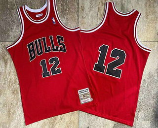 Men's Chicago Bulls #12 Michael Jordan 1990 Red Hardwood Classics Soul AU Throwback Jersey