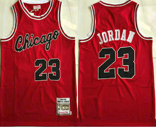 Men's Chicago Bulls #23 Michael Jordan 1984-85 Red Hardwood Classics Soul AU Throwback Jersey