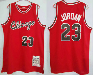 Men's Chicago Bulls #23 Michael Jordan 1984-85 Red Hardwood Classics Soul Swingman Throwback Jersey