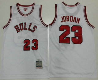 Men's Chicago Bulls #23 Michael Jordan 1984-85 White Hardwood Classics Soul Swingman Throwback Jersey