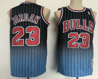 Men's Chicago Bulls #23 Michael Jordan 1997-98 Black Green Shadow Hardwood Classics Soul Swingman Throwback Jersey