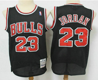 Men's Chicago Bulls #23 Michael Jordan 1997-98 Black Hardwood Classics Soul Swingman Throwback Jersey