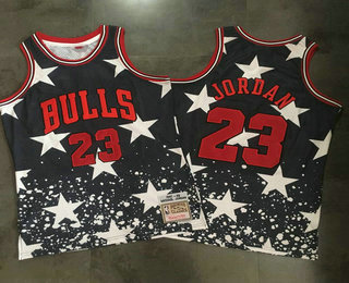 Men's Chicago Bulls #23 Michael Jordan 1997-98 Black Independence Day Hardwood Classics Soul Swingman Jersey