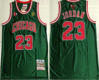 Men's Chicago Bulls #23 Michael Jordan 1997-98 Green Hardwood Classics Soul AU Throwback Jersey 01