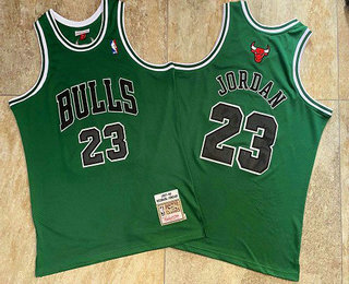 Men's Chicago Bulls #23 Michael Jordan 1997-98 Green Hardwood Classics Soul AU Throwback Jersey