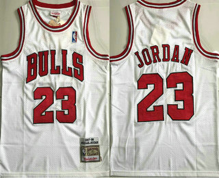 Men's Chicago Bulls #23 Michael Jordan 1997-98 White Hardwood Classics Soul AU Throwback Jersey