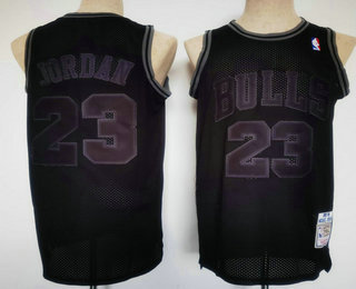 Men's Chicago Bulls #23 Michael Jordan ALL Black Hardwood Classics NEW Swingman Throwback Jersey