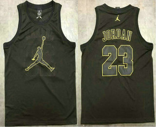 Men's Chicago Bulls #23 Michael Jordan All Black With Big Jordan Logo Swingman Jersey