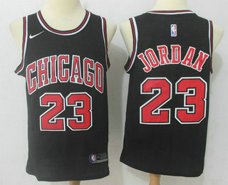 Men's Chicago Bulls #23 Michael Jordan Black 2017-2018 Nike Swingman Stitched NBA Jersey