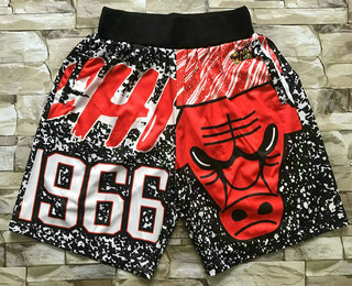 Men's Chicago Bulls #23 Michael Jordan Black Big Face Mitchell Ness Hardwood Classics Soul Swingman Throwback Shorts