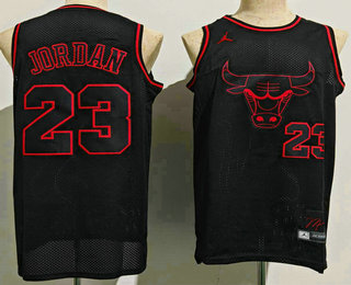 Men's Chicago Bulls #23 Michael Jordan Black Gold Throwback Jordan Swingman Jersey