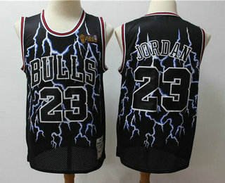 Men's Chicago Bulls #23 Michael Jordan Black Hardwood Classics Throwback Limited Jersey