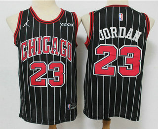 Men's Chicago Bulls #23 Michael Jordan Black Pinstripe 2020 NEW Brand Jordan Swingman Stitched NBA Jersey With The Sponsor Logo