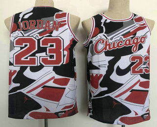 Men's Chicago Bulls #23 Michael Jordan Black Red Hardwood Classics Soul Swingman Throwback Fashion Jersey