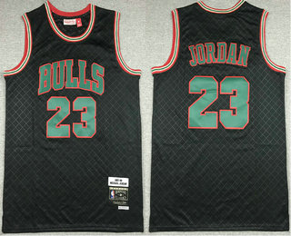 Men's Chicago Bulls #23 Michael Jordan Black With Green 1997-98 Hardwood Classics Soul Swingman Throwback Jersey