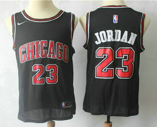 Men's Chicago Bulls #23 Michael Jordan Black With White Name 2017-2018 Nike Swingman Stitched NBA Jersey