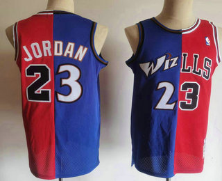 Men's Chicago Bulls #23 Michael Jordan Blue Red Two Tone Stitched Hardwood Classic Swingman Jersey