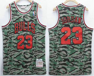 Men's Chicago Bulls #23 Michael Jordan Camo Hardwood Classics Soul Swingman Throwback Jersey